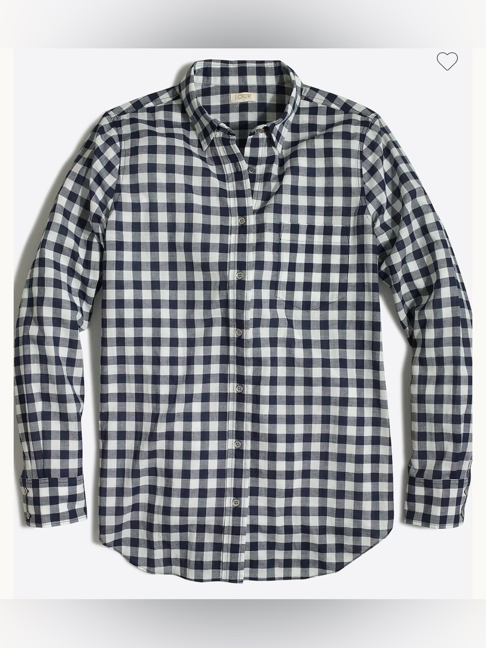 J. Crew XS Gingham navy classic button-down shirt, boy fit, front pocket